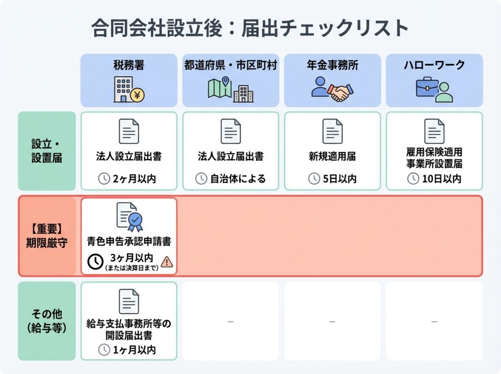 合同会社の設立後にやるべき届出チェックリスト