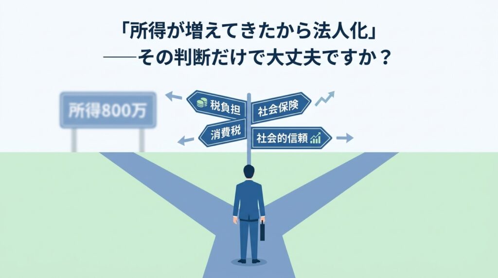 法人成りのベストタイミングを判断する税負担・消費税・社会保険・社会的信頼の視点