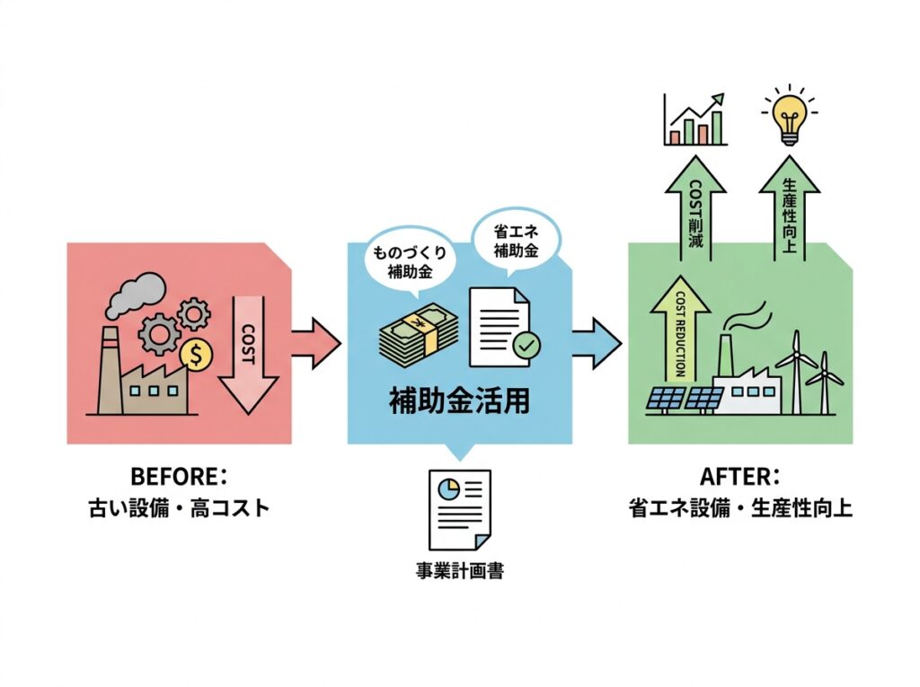 コスト体質を変える補助金｜省エネ設備や新事業進出・ものづくり補助金