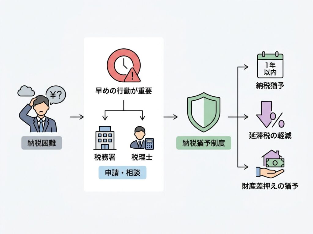 税金を一度に納めるのが難しいときの納税猶予制度のしくみ