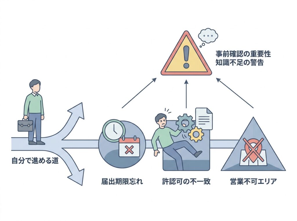自分で会社設立して後から困った失敗例|青色申告の期限切れ・定款と許認可のズレ・登記場所の問題
