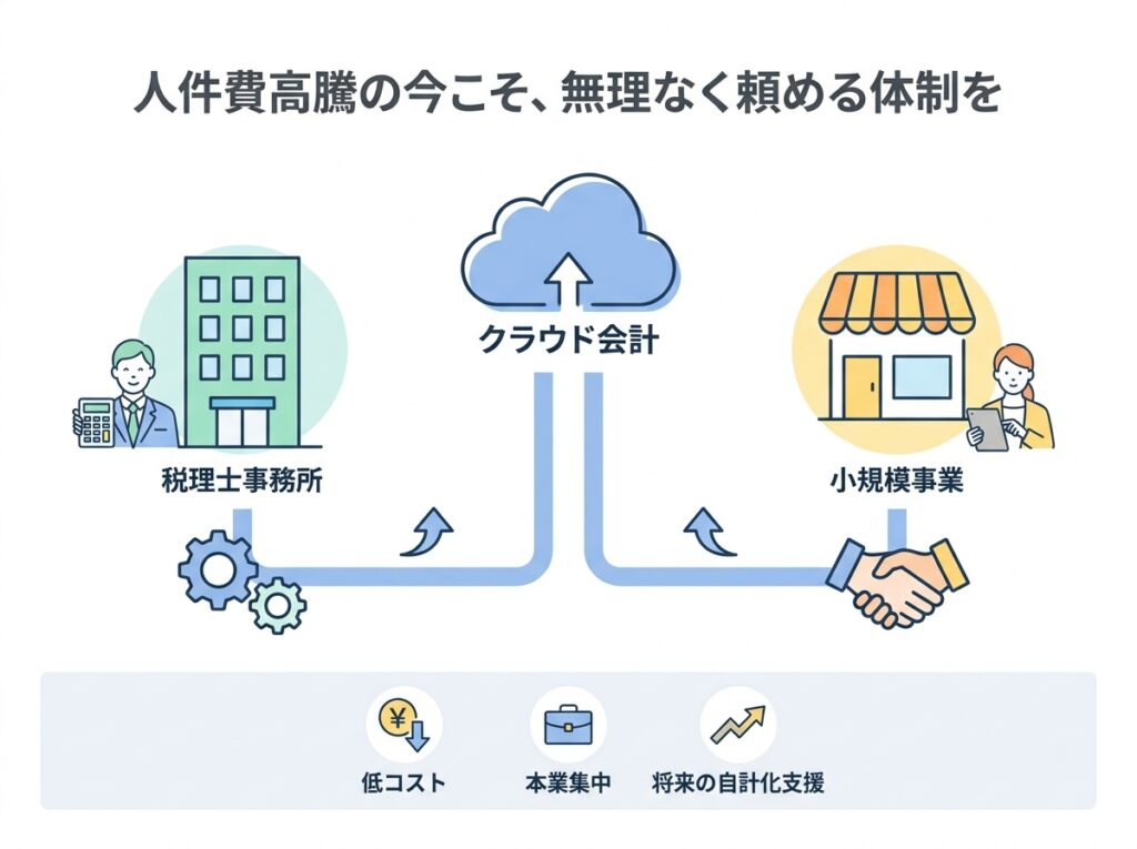 人件費高騰の今、クラウド会計で無理なく頼める記帳代行の体制