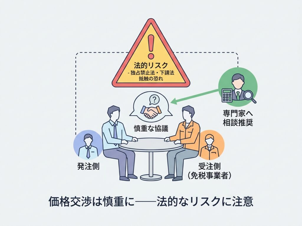 免税事業者との価格交渉は独占禁止法や取適法・建設業法に注意が必要