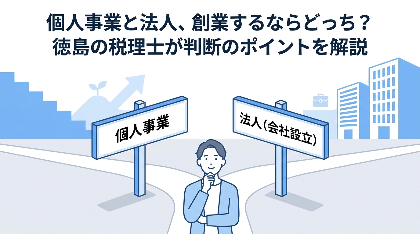創業するなら個人事業と法人のどちらか|徳島の税理士が判断のポイントを解説