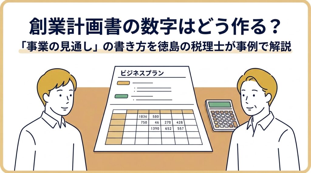 徳島の税理士が創業計画書の事業の見通しの書き方を解説する記事のアイキャッチ
