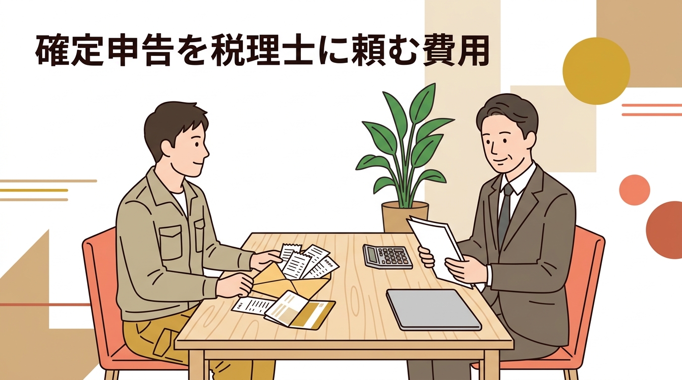 個人事業主が領収書と通帳を持って税理士に確定申告の相談をしている様子